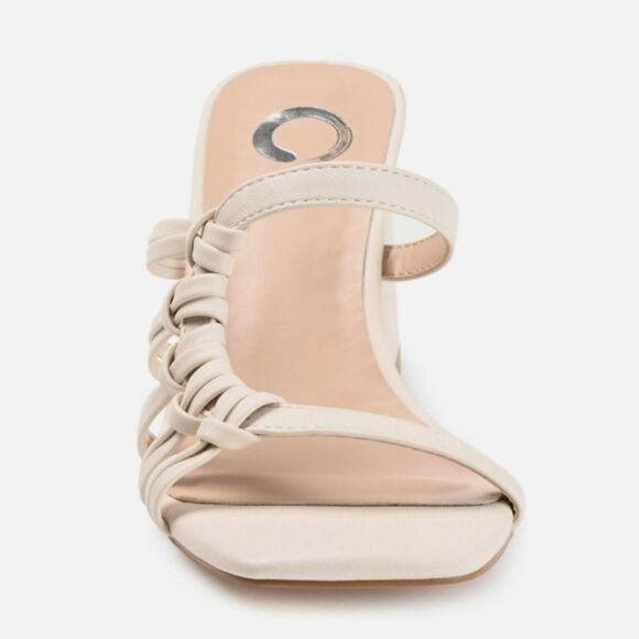 New Emory Journee Collection sleek slip-on style soft vegan leather ivory heel 7 - Picture 3 of 9